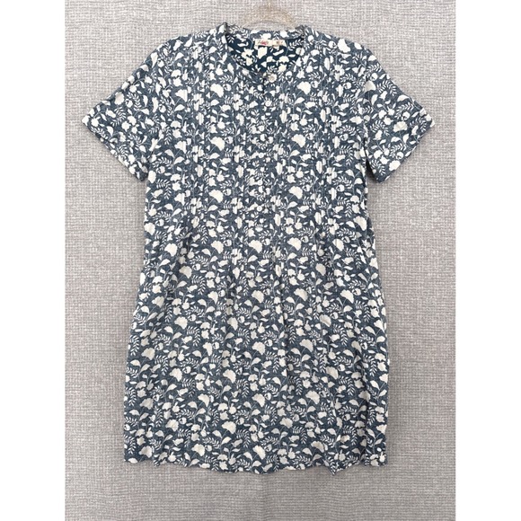 Faherty Gemina Floral Linen Blend Shift Dress Women XS Short Sleeve Pintuck Boho - Picture 2 of 12